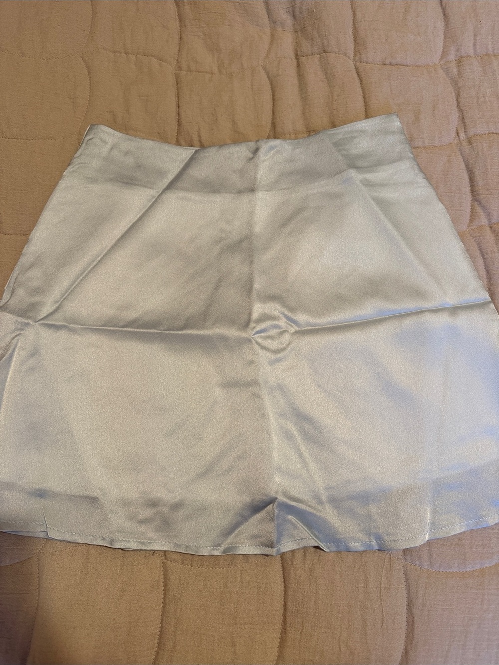 Satin High-Waist Mini Skirt in Light Silver
